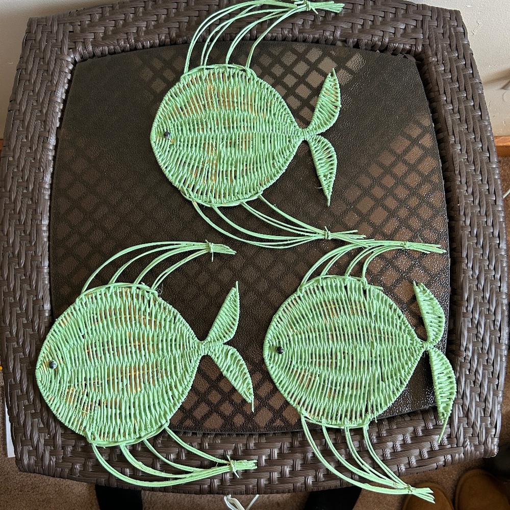 Wicker Wood Rattan Fish Home Wall Decor Lot of 3